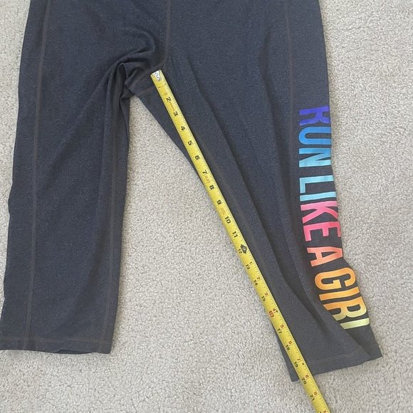 Ideology Crop Leggings Womens XL Run Like A Girl Colorful Capri Yoga Pants Grey - Picture 8 of 11